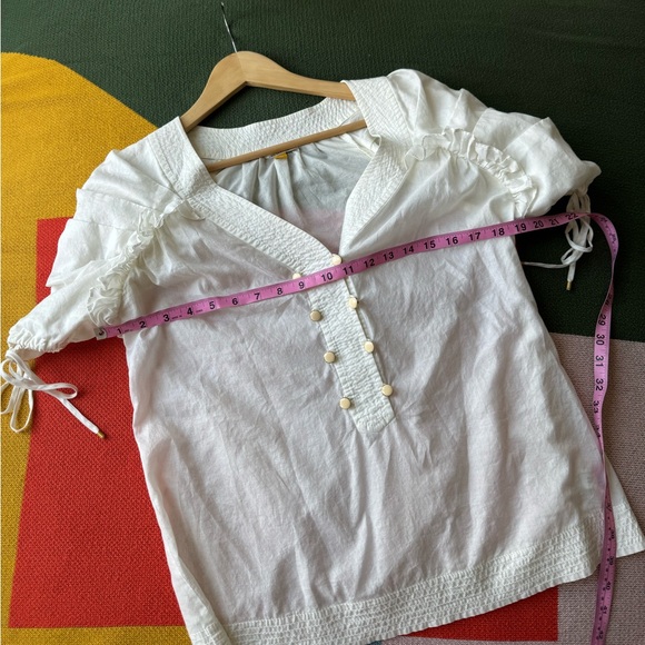 Anthropologie White Puff Sleeve Blouse - Picture 11 of 13